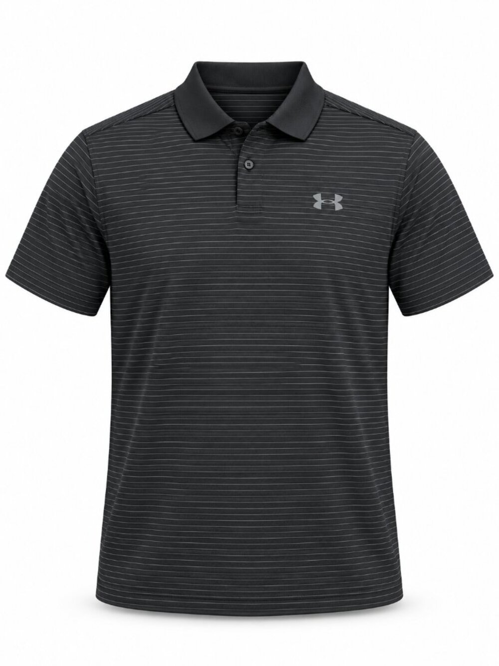 Under Armour Black Gray Striped Golf Polo Men’s L